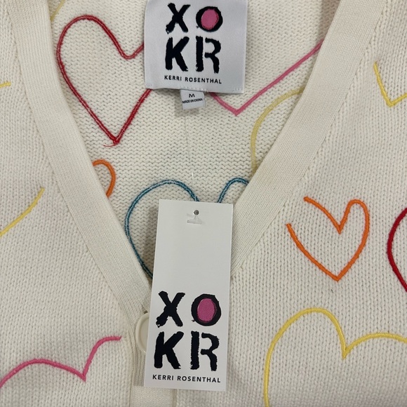 Kerri Rosenthal Multicolored Embroidered Heart Valentines Sweater NWT $348 - Picture 4 of 5